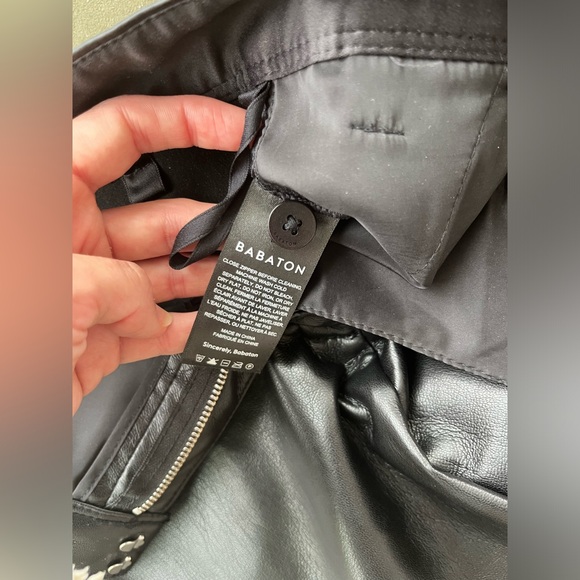 Black Babaton vegan leather straight pant, like new - Picture 7 of 10